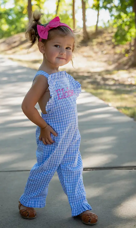Girls Blue and White Ruffle Longtail