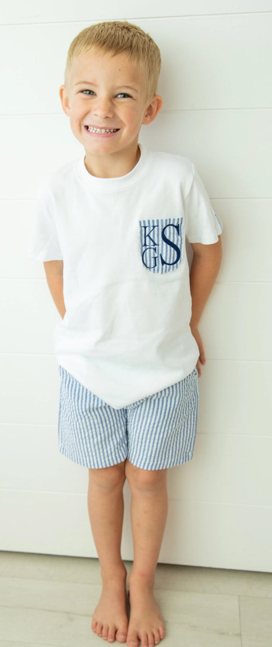 Classic Boys Monogrammed Seersucker Set