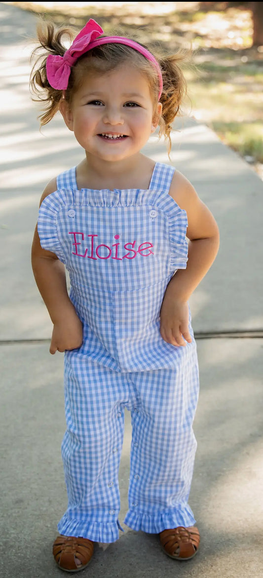 Girls Blue and White Ruffle Longtail