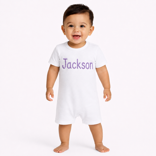 Boys White Short Sleeve Romper